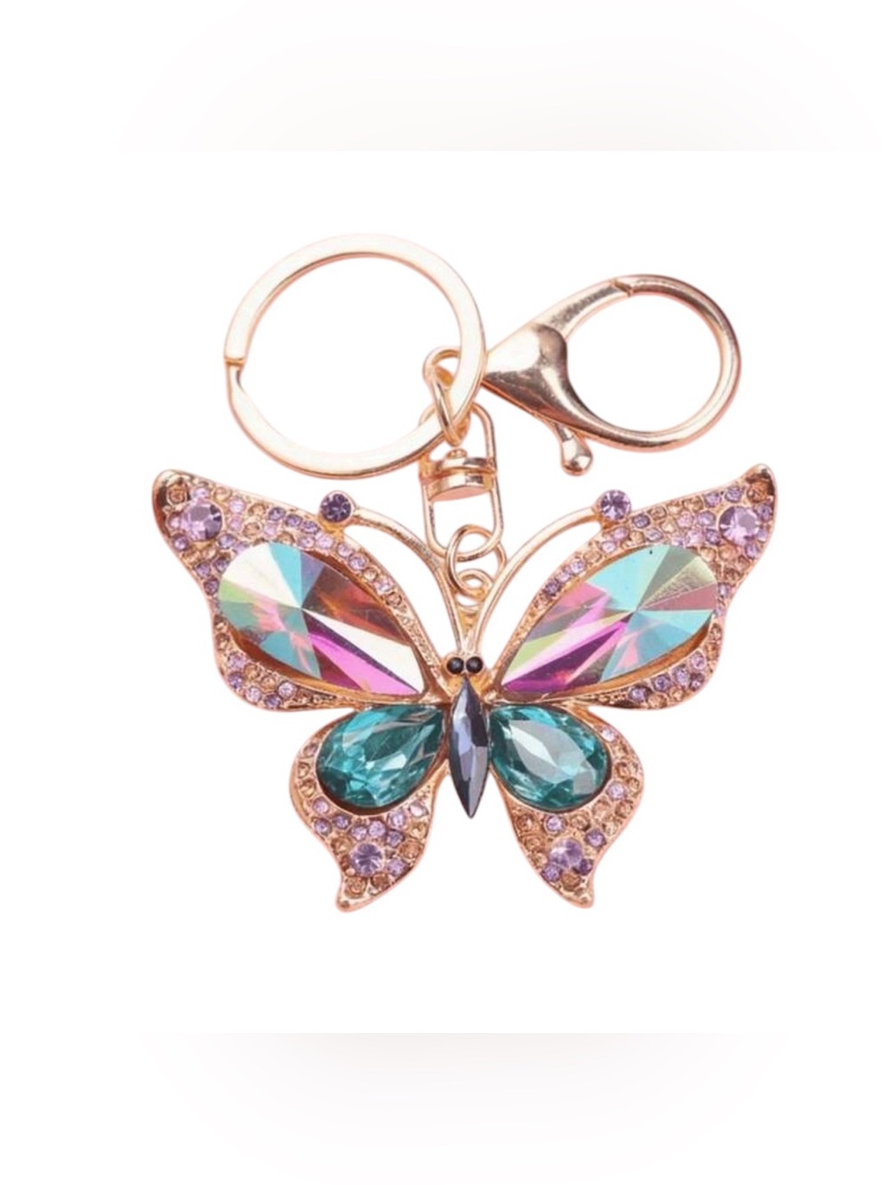 NWOT Iridescent Rhinestone Butterfly Bag Charm/Keychain